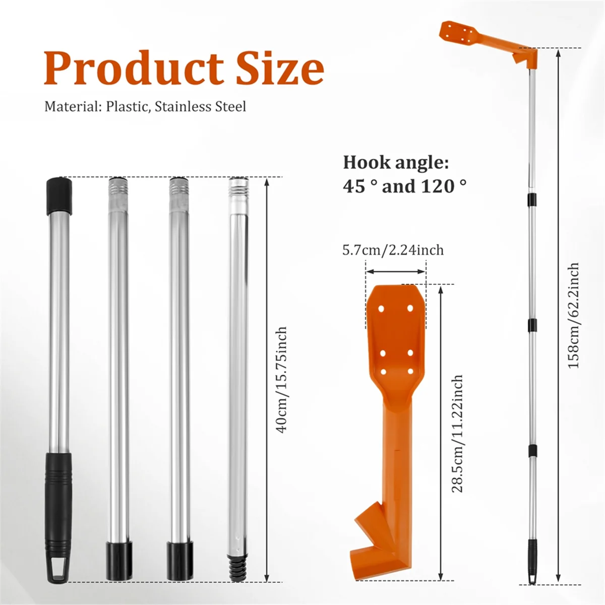

A002 Pipe Cleaners Tool with Long Handle Drain Unclogger Ergonomic Roofing Leaf Shovel for Home Street Garden Leaf