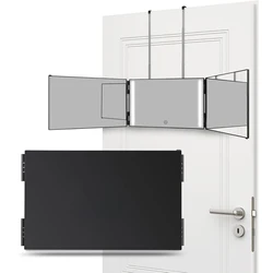 3 Way Makeup Mirror for Self Hair Cutting Rechargeable 360° Mirror with Lights Self Haircut Shave Mirror with Adjustable Hooks