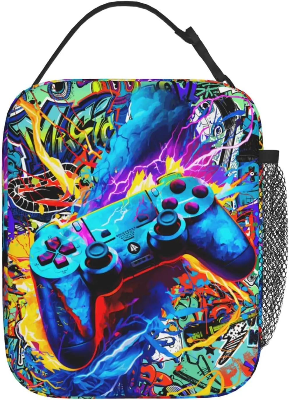Video Game Joystick Funny Portable Abstract Colorful Lunch Bag Insulated Lunch Box Reusable Totes For Women Men Work Picnic