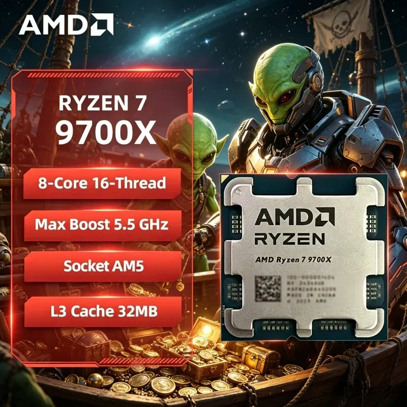 

AMD Ryzen 7 9700X CPU 8-Core 16-Thread 5.5GHz Unlocked Socket AM5 Gaming Desktop CPU Loose Pieces