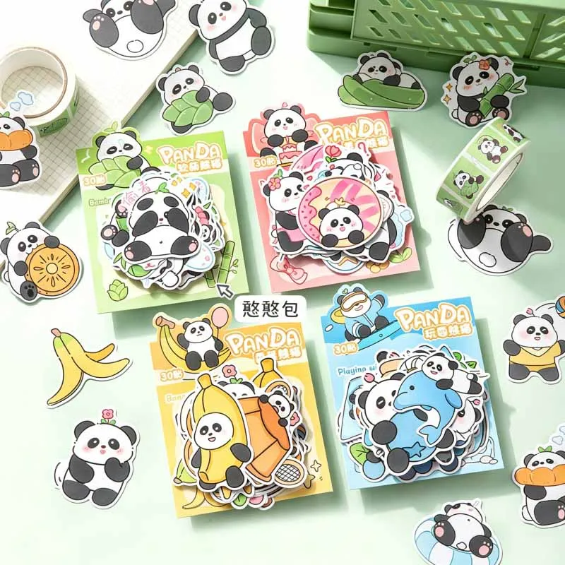 24pack/lot Kawaii Panda Stickers Cute Scrapbooking DIY Diary Decorative Stationery Sticker Album Stick Label