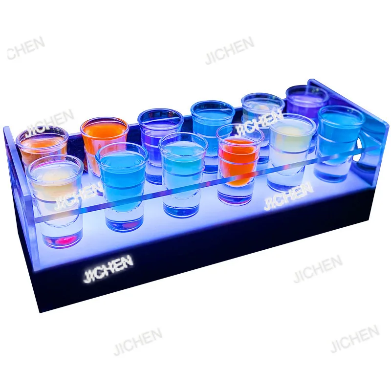 

Светодиодный красочный светящийся держатель для чашки-пули Коктейльный акриловый держатель для бокала для вина KTV Бар Духи Чашка Baijiu Wild Grid