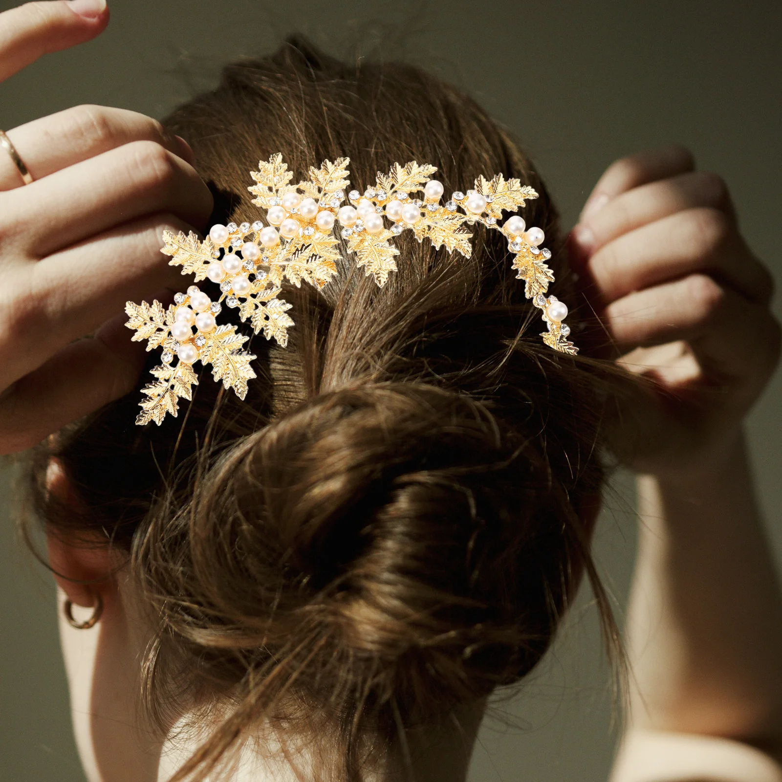 

Pearl Flower Hair Accessories Leaf Headdress for Women Wedding Headbands Bridal