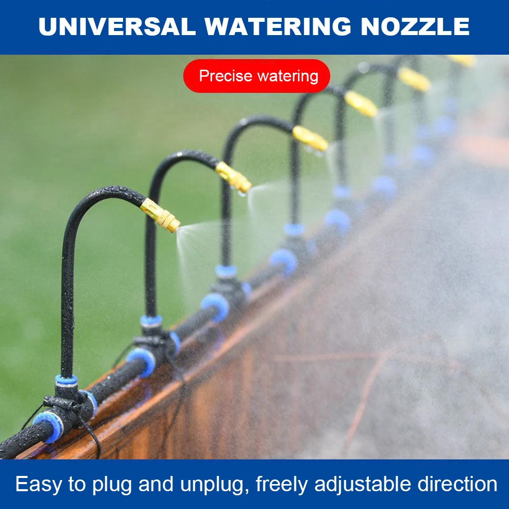 5M/10M Misting System Kit with 20cm Rotating Copper Nozzle Automatic Misting Watering Kit Adjustable 360 Degree Bend for Garden