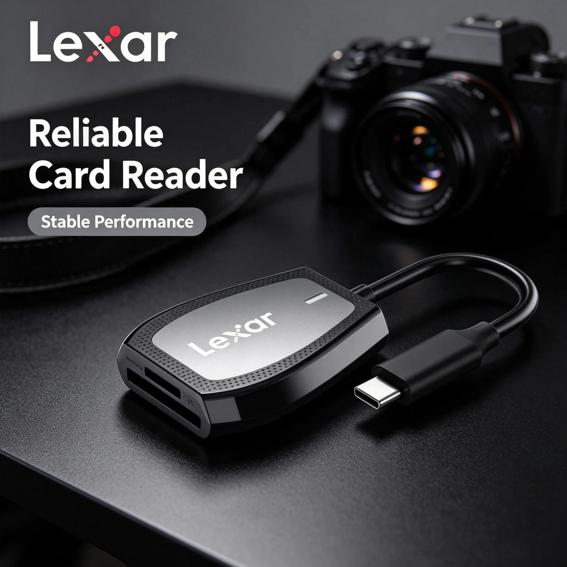 Type C Memory Card Reader Lexar USB 3.2 Dual Slot SD Micro SD TF UHS-II 312MB/s High Speed Cardreader for Computer Tablet Phone
