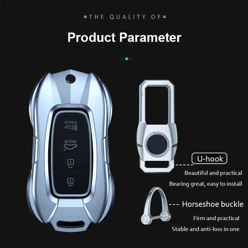New Zinc Alloy Car Key Case Cover for Hyundai Elantra GT Accent Solaris Azera Sonata NEXO Grand Santa Fe Tucson Palisade Kona