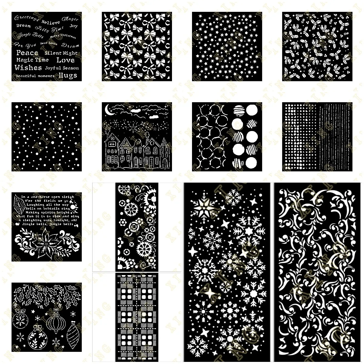 Merry Christmas Texture Snowflakes DIY Layering Stencils Graphics Painting Scrapbooking Stamp Ornament Album Embossed Template