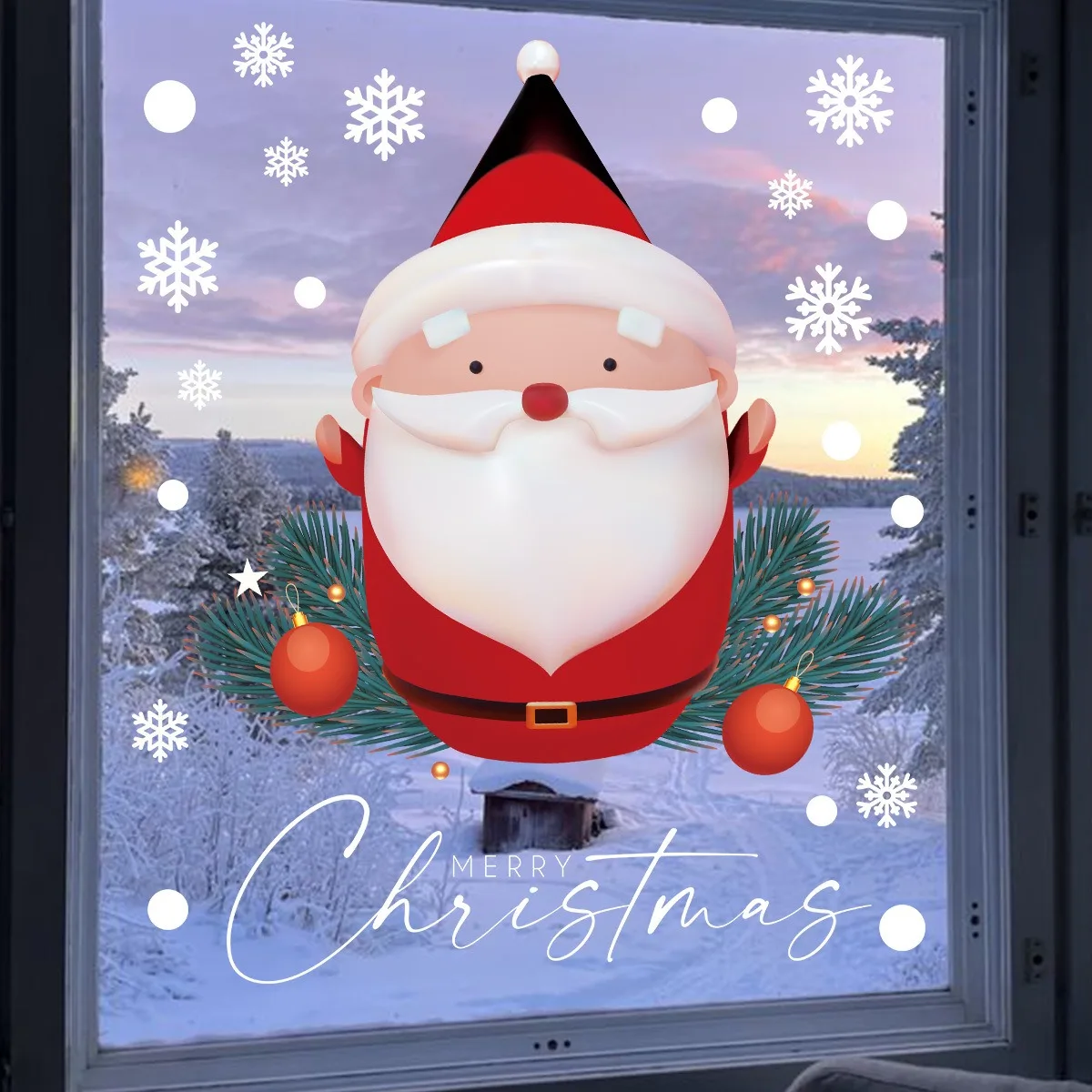 

Christmas Santa Claus Window Stickers Holiday Party Scene Decoration Wall Stickers Festive Home Decor Xmas Sticker Decal