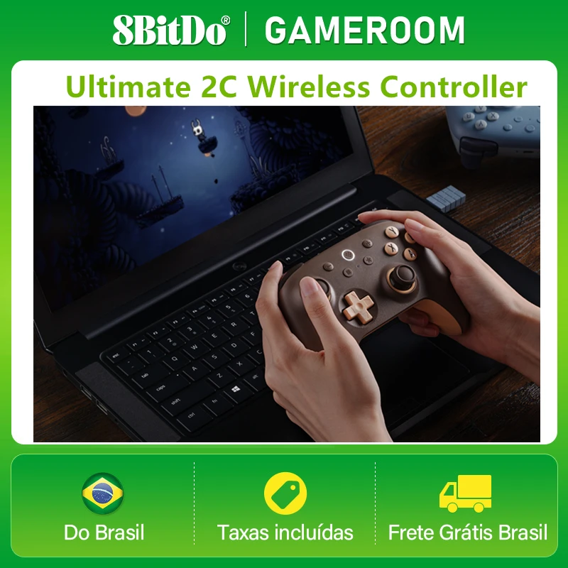 Wireless Controle 8BitDo Ultimate 2C, Analógicos Hall Effect, Sem Fio