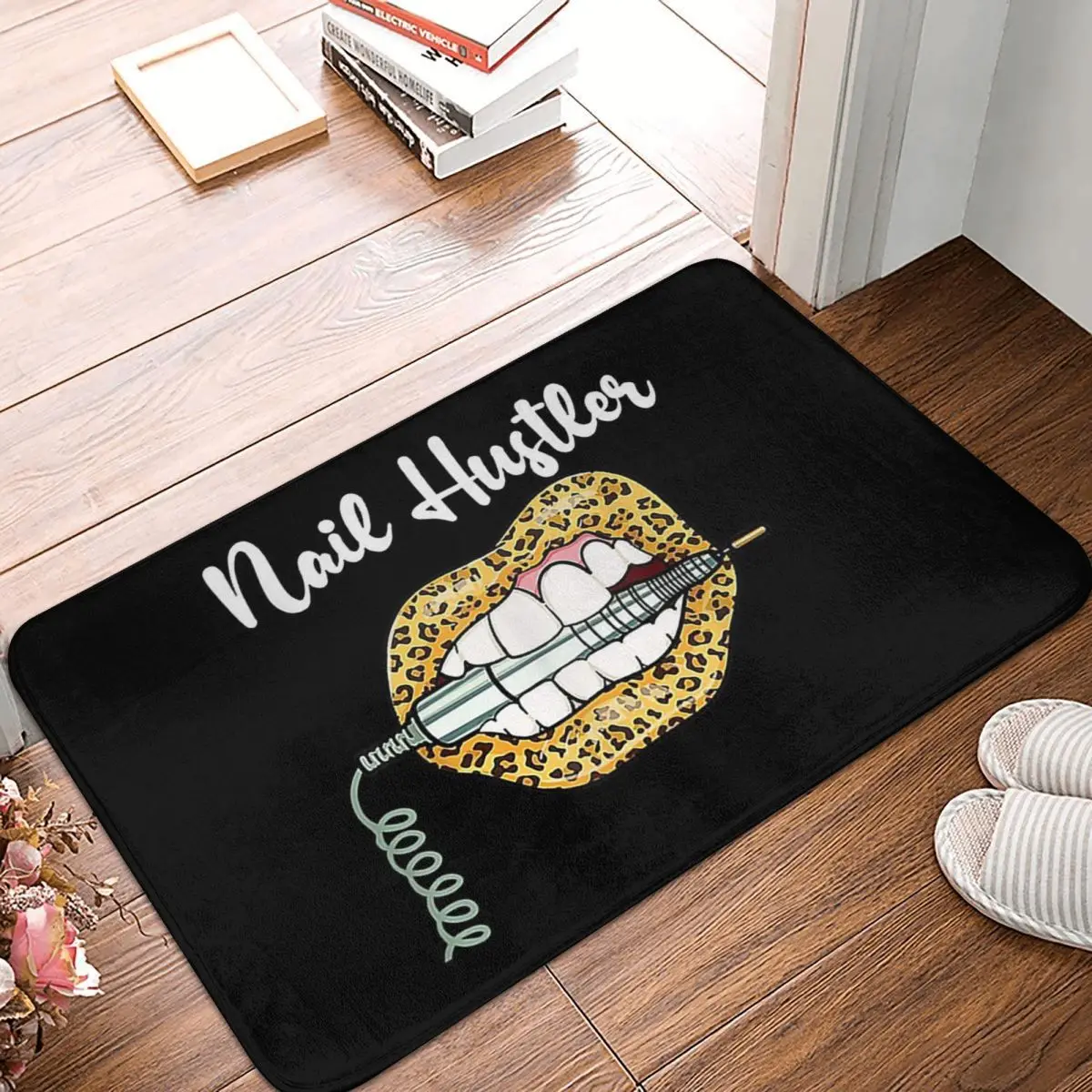 Leopard Lips With Nail Technician Drill Cool Nail Hustler Doormat Floor Mat Water oil proof Carpet Rug for Kitchen Entrance