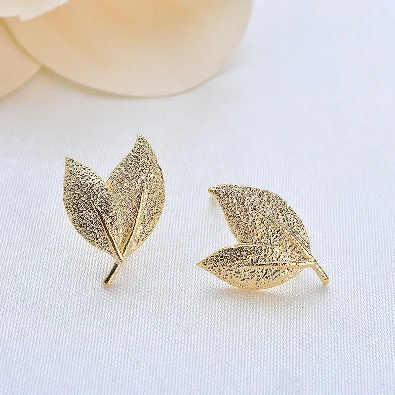15x10MM Tree 14K Gold Color Plated Brass Leaf Leaves Stud Earrings High Quality Jewelry Making Supplies Diy Accessories