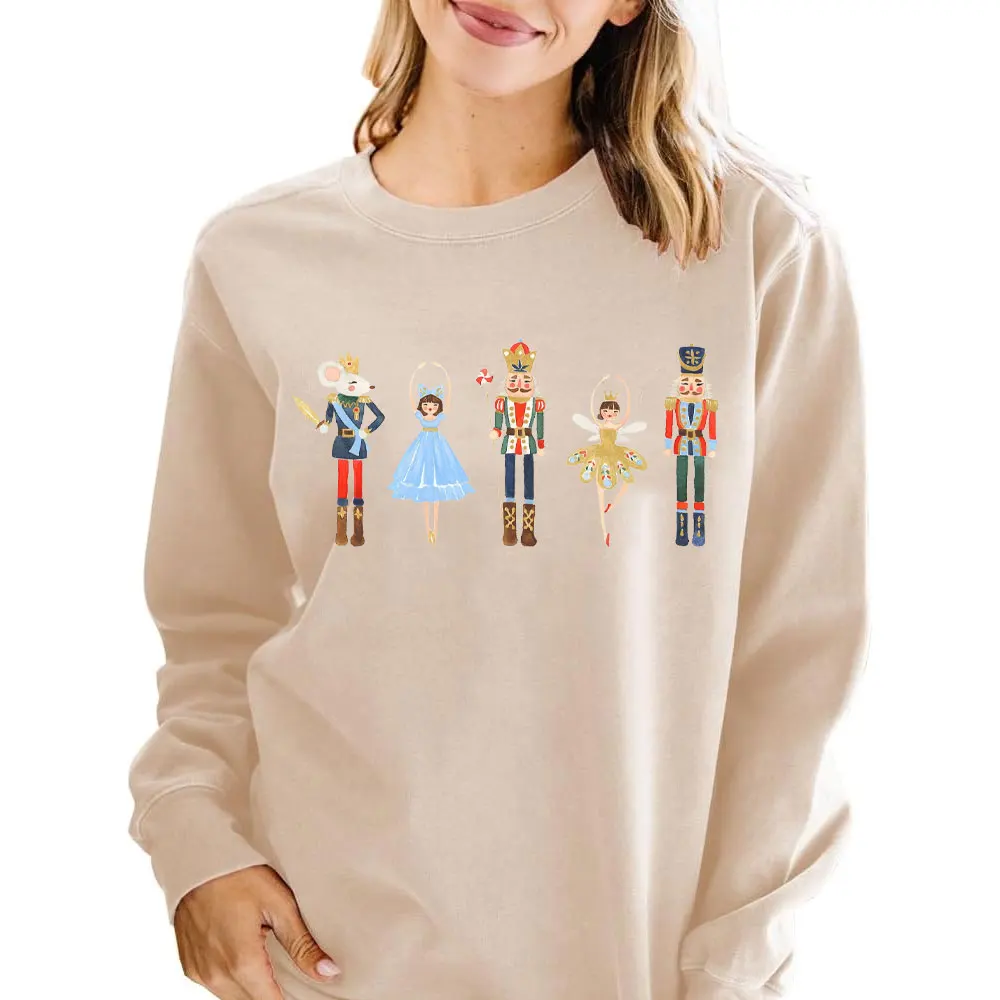 Women Christmas Nutcracker Sweatshirt Sugar Plum Fairy Graphic Crewneck Pullover Funny Xmas Holiday Sweater Aesthetic Y2k Tops