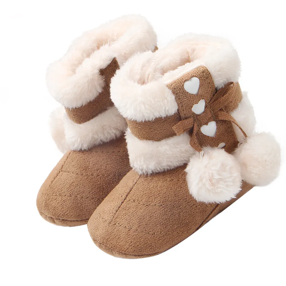 1Pair Baby Winter Shoes Warm Cotton Bowknot Prewalkers Soft Christmas Shoes Toddlers Infant Baby Prewalkers Christmas Shoes,