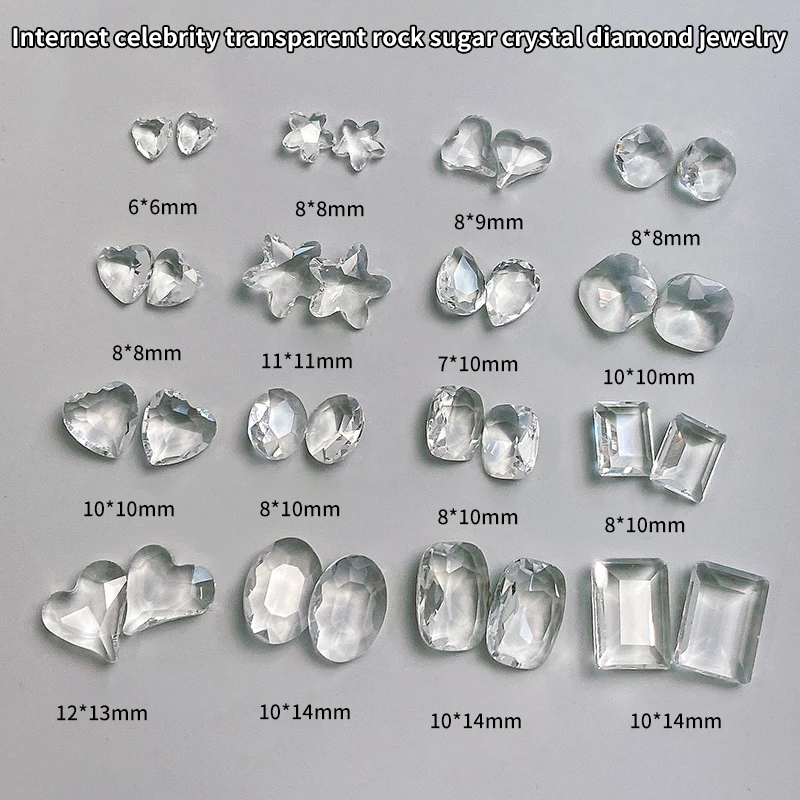 Diamantes de imitación 3D para decoración de manicura, 10 piezas, fondo transparente puntiagudo, cristal desnudo superbrillante, piedra para decoración de uñas