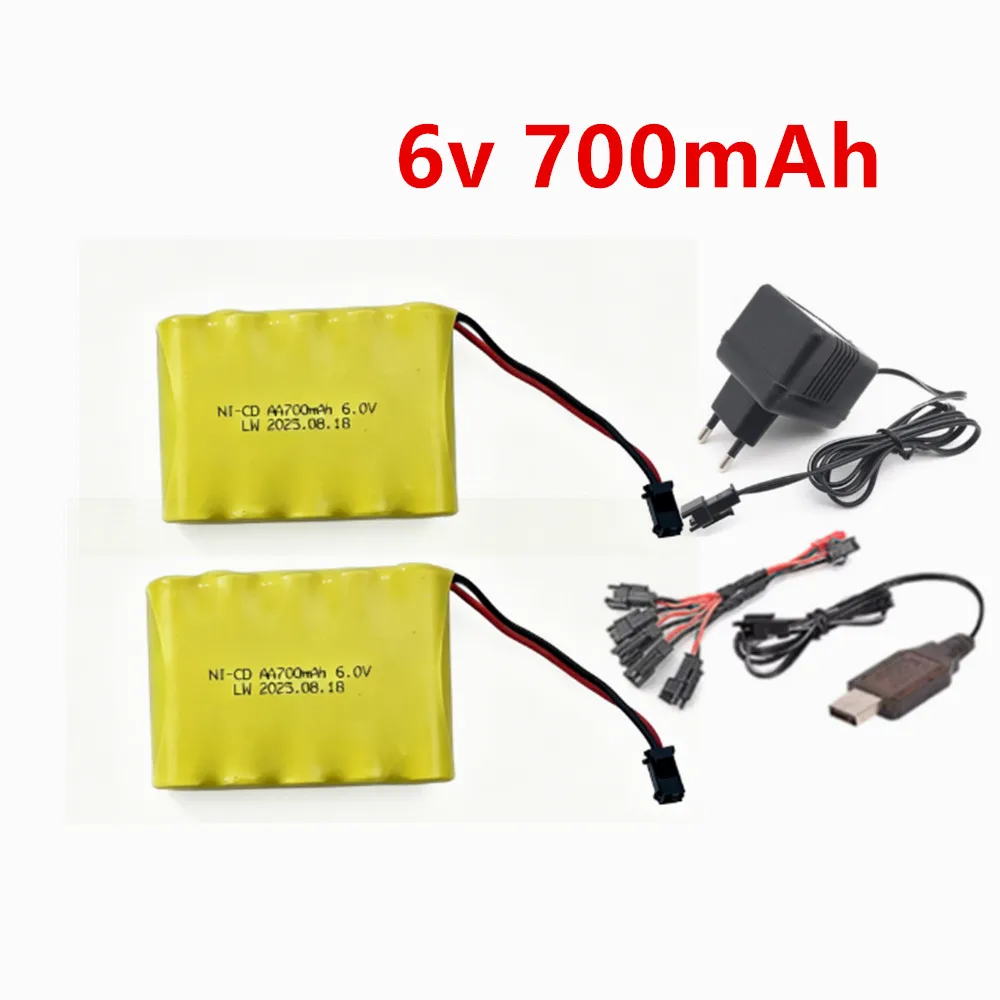 Batería NiCD de 6V 700mAh para juguetes RC, coches, barcos, pistolas, tanques, robots, paquete de baterías recargables 5* AA 6v