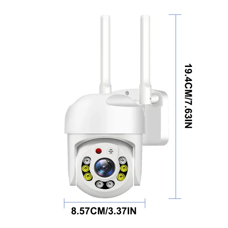 Câmera de segurança wi-fi ip 1080p, câmera de vigilância de segurança sem fio ptz, câmeras ip66, rastreamento de áudio bidirecional, hd, noite, colorida