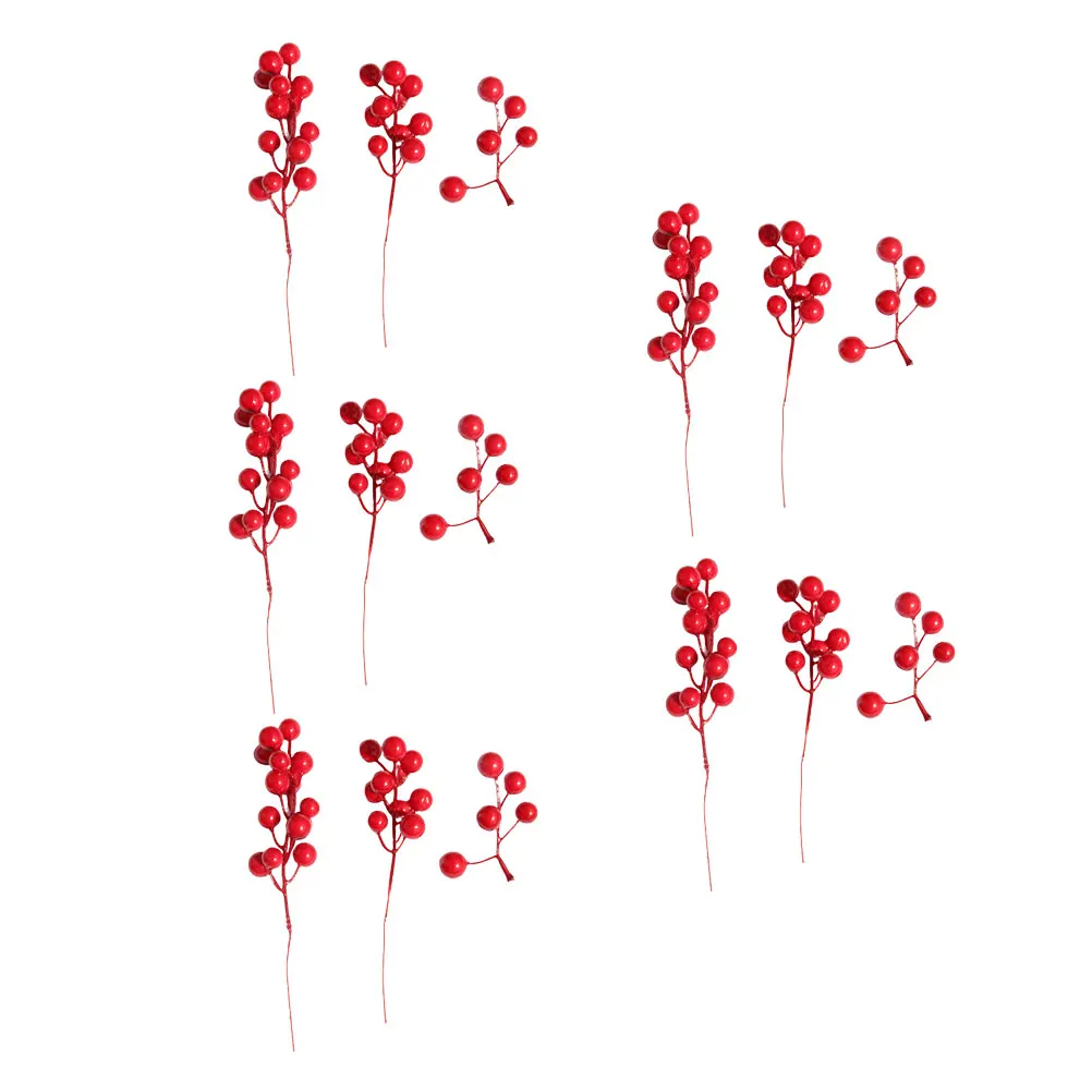 

15pcs Artificial Flower Vine Decorations Materials Christmas Supplies Red Berry Adornments Wreath Table Xmas Ornaments