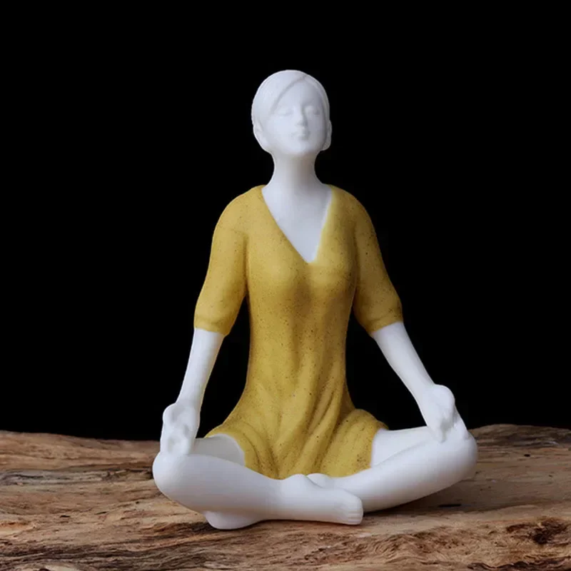 Vilead Yoga Statue Women Figure Meditation Sculpture Zen Living Room Bedroom Decoration Accessories