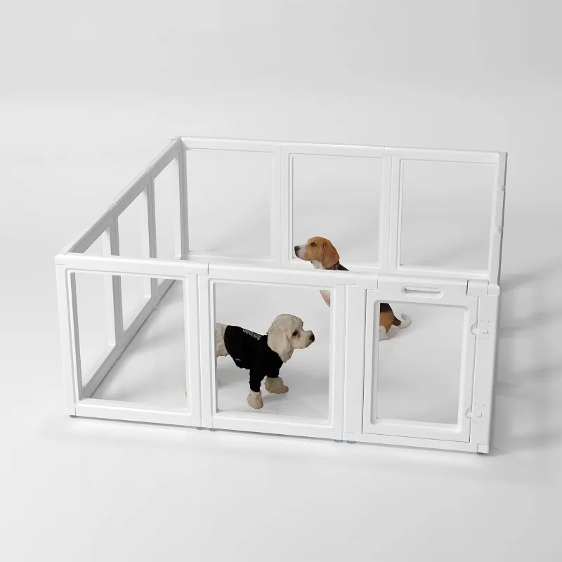 Cercadinho transparente para cães, caneta acrílica para cães, fácil de instalar, removível, cercadinho para cães, adequado para cães, gatos, cercadinho para cães internos