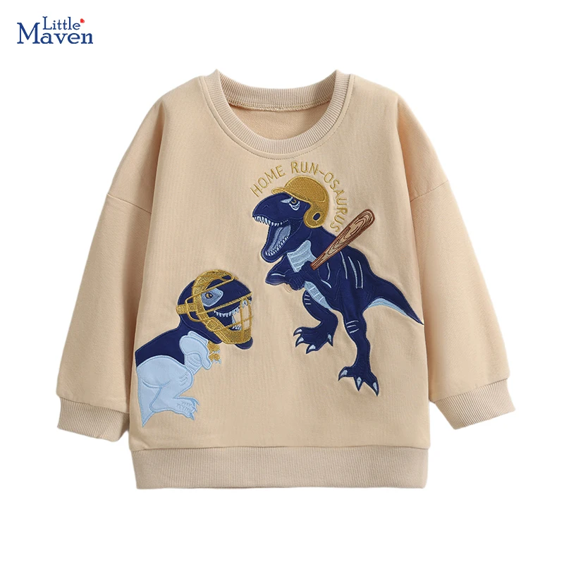 Little maven Children's Clothing Baby Boys Kids Clothes 2026 Autumn Spring New Cartoon Dinosaur Infants Sweatshirts Hoodies