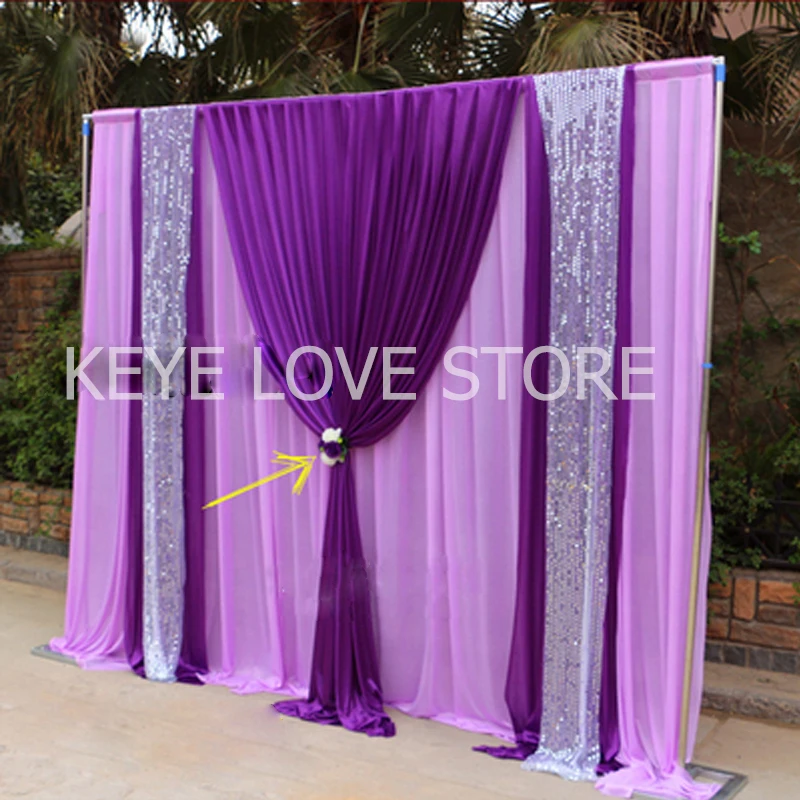 Customized Wedding Welcome Area Check-in Stage Photo Area Background With Swags Gauze Backdrop Sequins Curtain Cloth Decoration