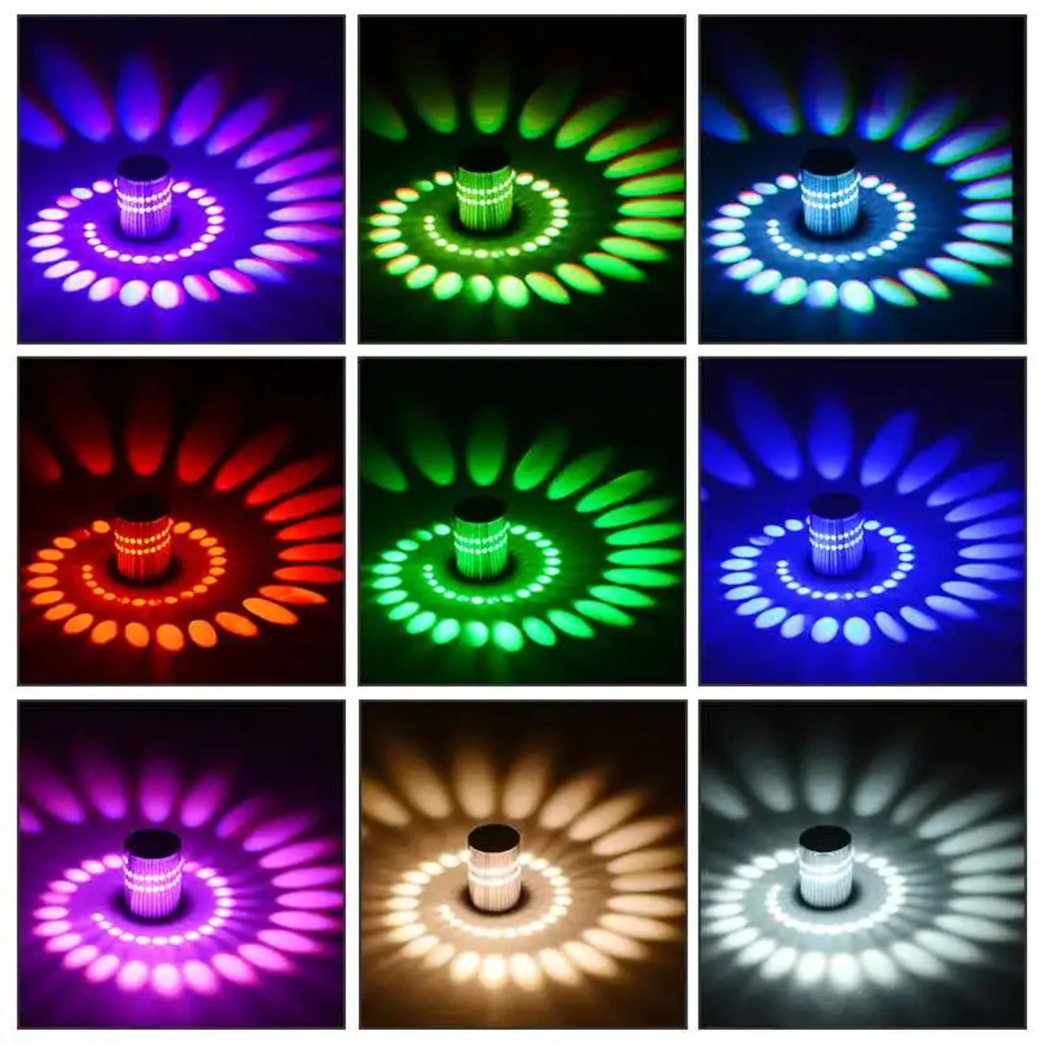 New RGB Spiral Hole LED Wall Light Effect Wall Lamp Remote Controller Colorful Wandlamp Sconce  Party  KTV  Decoration