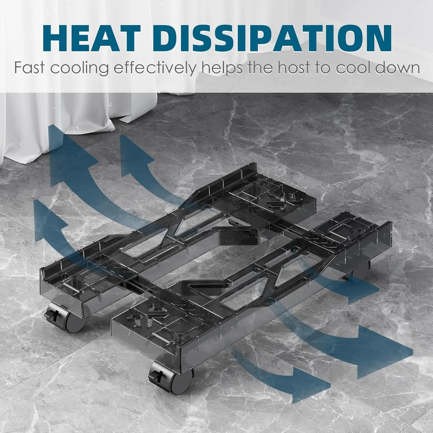 1 PC Transparent Removable Computer Case Bracket with Braking Casters Desktop PC CPU Bracket Expandable Customized Shelf