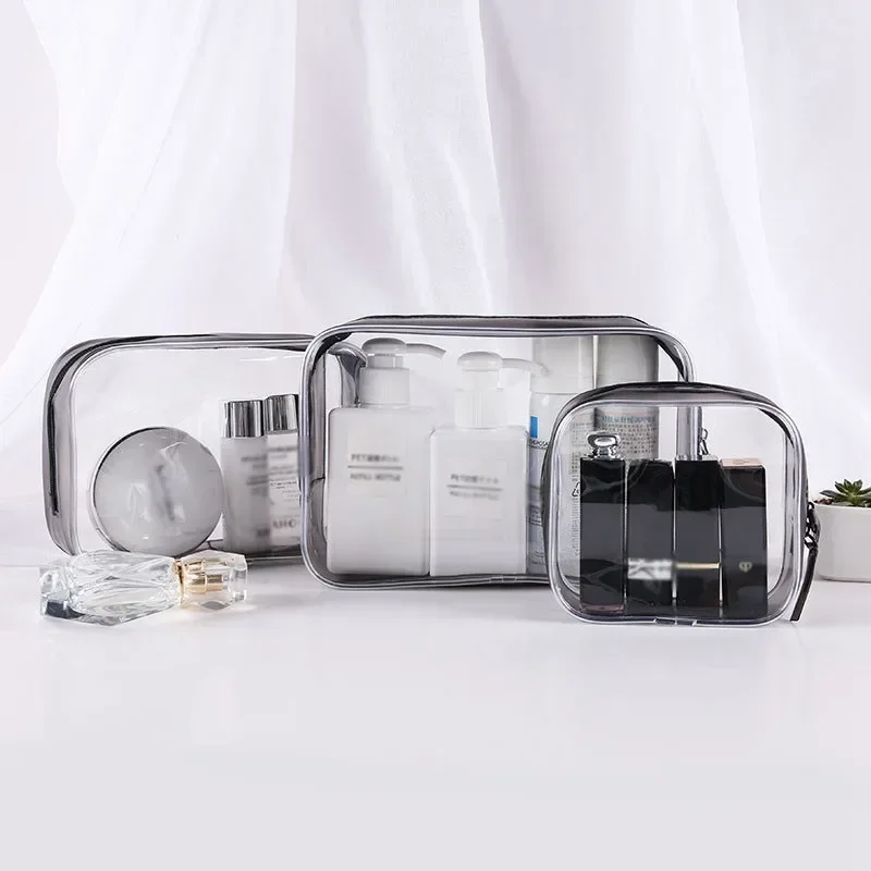 Transparent Cosmetic Bag PVC Women Zipper Clear Makeup Storage Bags Travel Toiletries Organizer Waterproof Toiletry Wash Bag