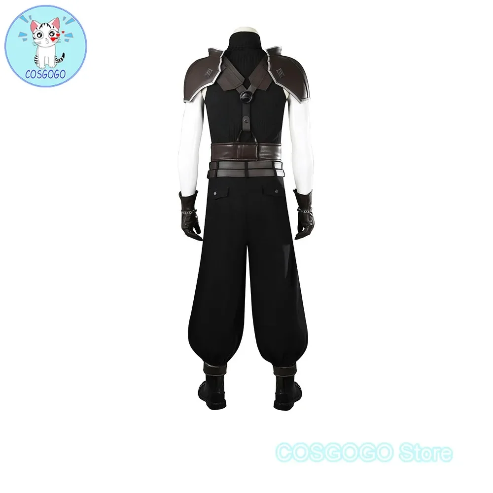 COSGOGO [Customized] FF7 Zack Fair Cosplay Costume Black Fantasy VII Cosplay Outfit With Top Pants And Accessories 5354