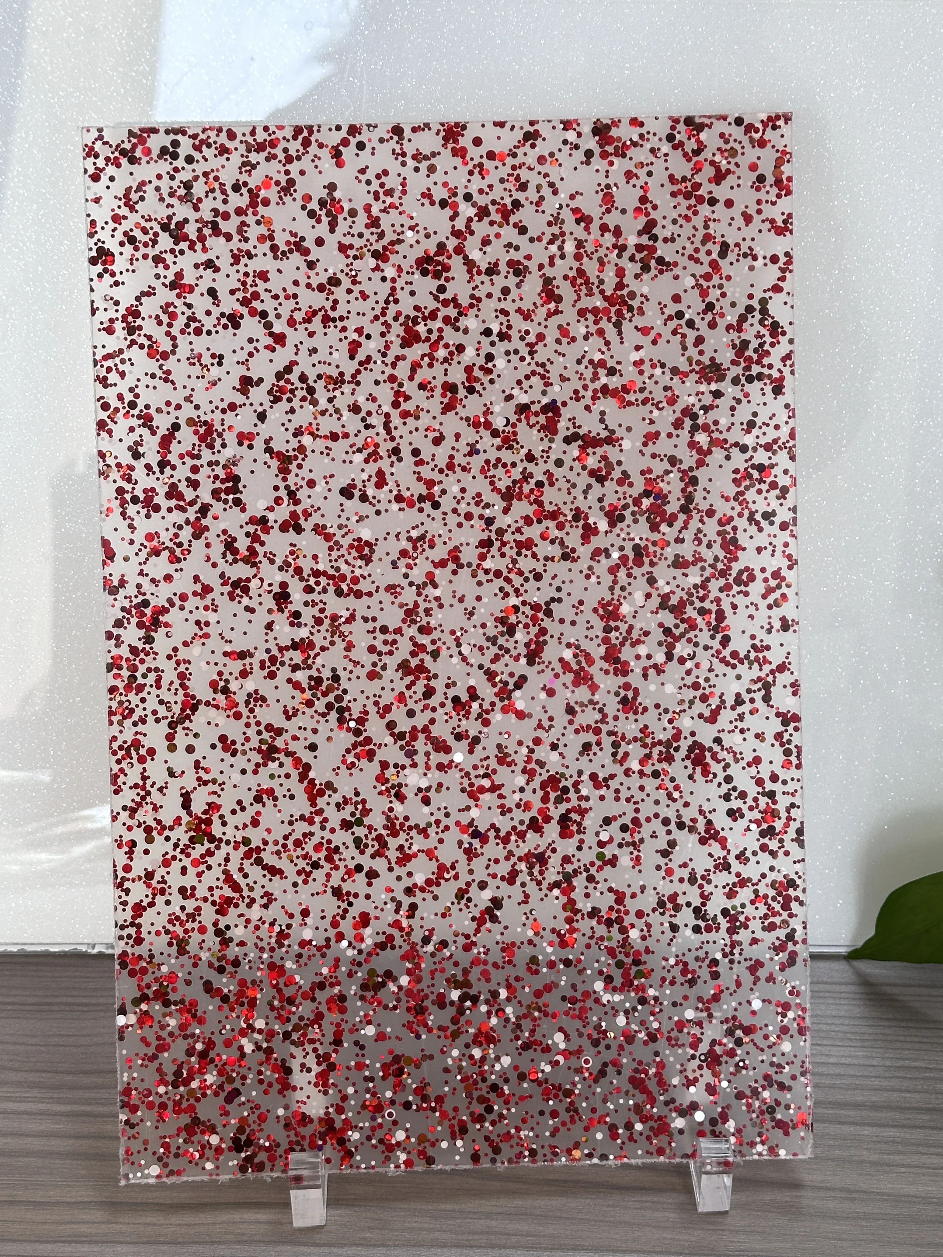 Red Dot Sequin Acrylic Sheet for DIY Art Projects, 3mm Thickness, 12x8 inches, Craft Decorative Materials