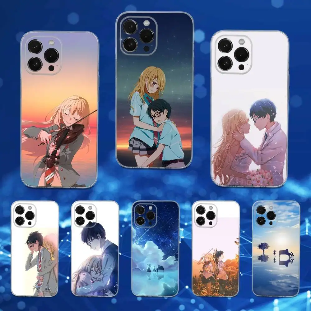 

Comic YOUR LIE IN APRIL Phone Case For iPhone 16,15,14,13,12,11 Pro,Max,Plus,X,XS,XR,SE,Mini Transparent Soft Cover