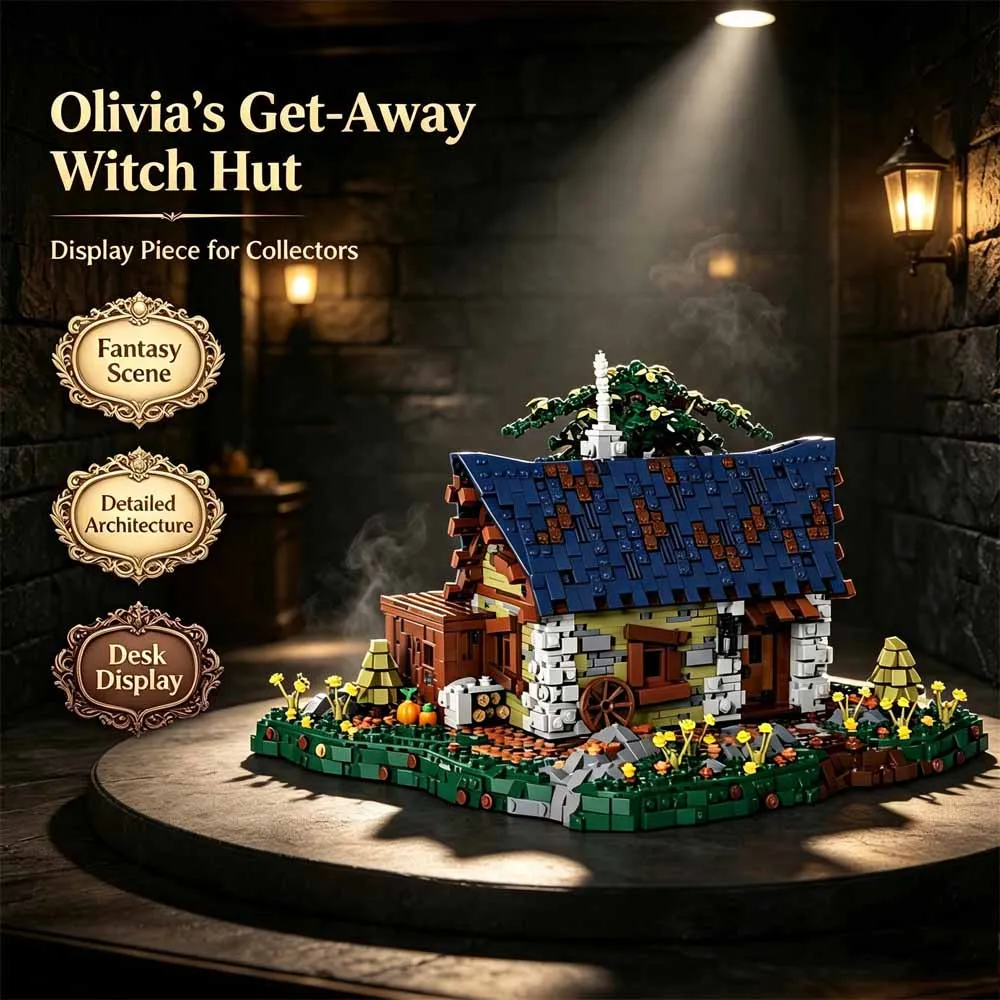 MOC Olivia's Get‑Away Witch Hut Building Blocks Set Medieval Fantasy Cottage Creative Model Kit Adult Toy Desktop Gift 3174pcs