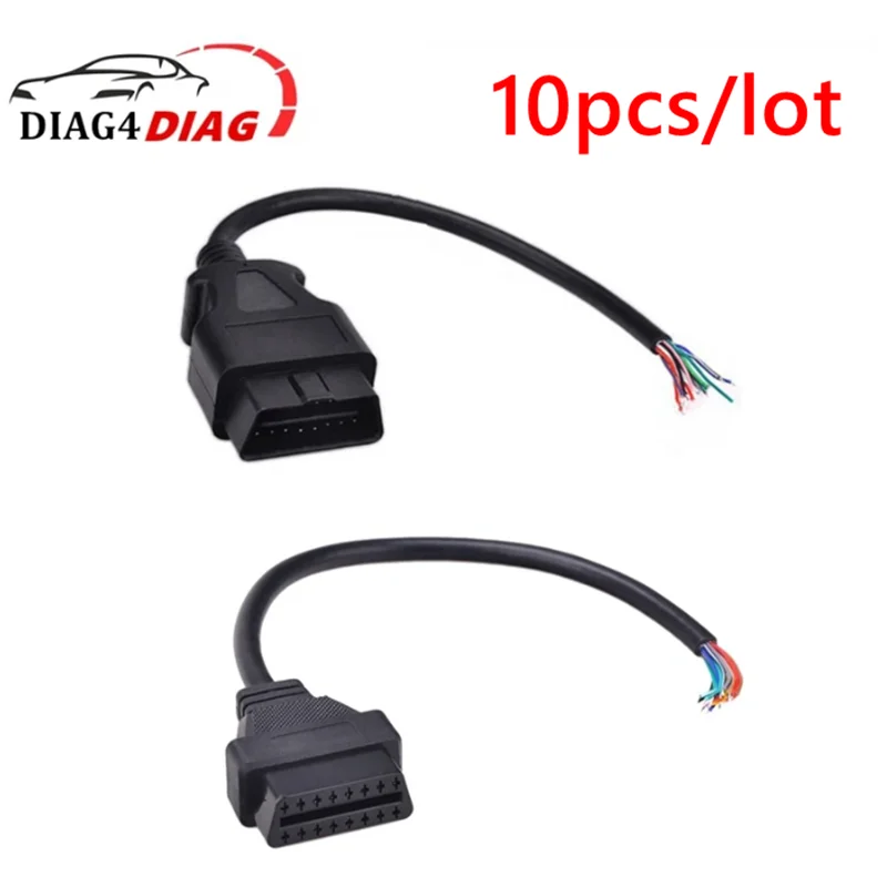 

10pcs/lot OBD2 16Pin Male Plug Connector For ELM327 Extension Adapter OBD Cable OBDII 16 Pin OBD 2 Adaptor Opening Female Cable