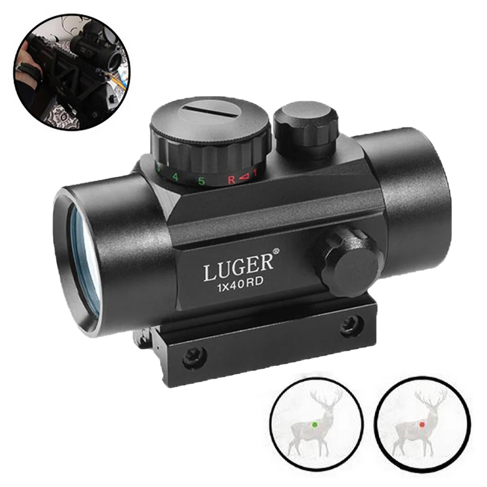 Red Green Dot Hunting Optical Sight Scope 1X40RD Holographic Tactical Sights Crosshair Aim 11/20Mm Mount Riflescope Collimator