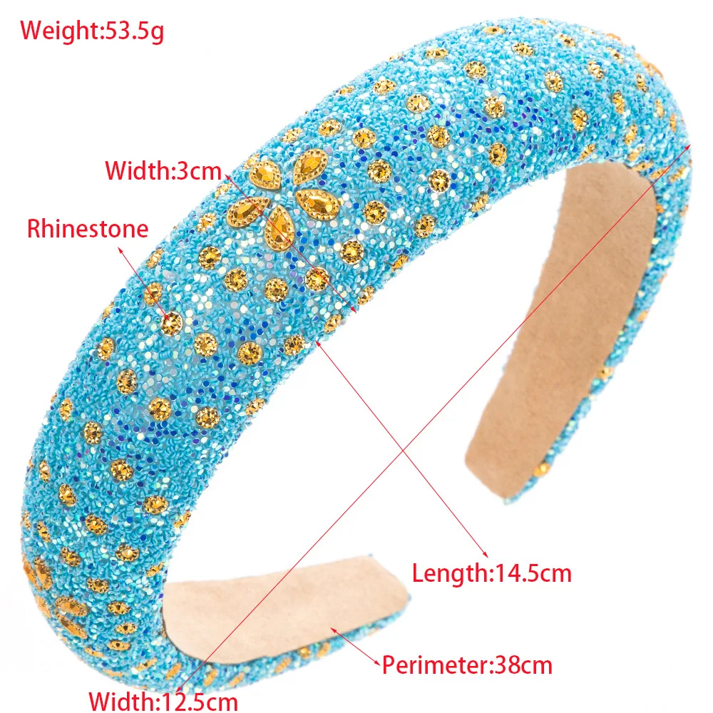 New Baroque Diamond Flower Headband Temperament Wild Full Diamond Sponge Hairband Hair Accessories