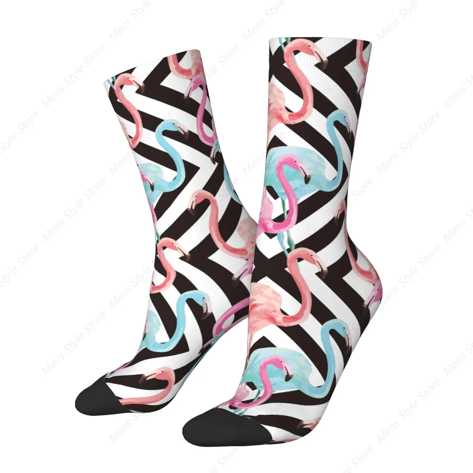 Watercolor Flamingos Women's Casual Socks Funny Novelty Crew Socks Birthday Anniversary Holiday Gifts