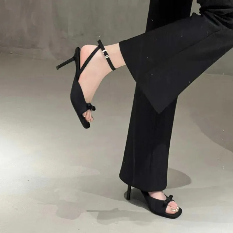 Women\'s Sandals 2024 Sexy Square Head Strap High Heels Basic Shoes Casual Party Pumps Summer Luxury Sandals Women Designers