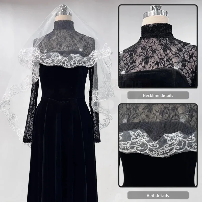 ساكاموتو أيام أنيمي أوساراجي الطلب تأثيري حلي طويلة الدانتيل قميص فستان أسود الحجاب ارتداء اليومي كوس الاتفاقية هدية hh:5