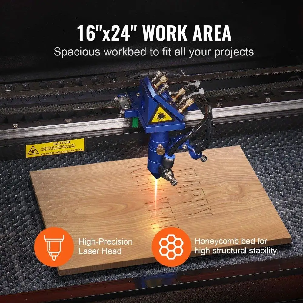 60W CO2 Graveur 16x24 Inch 19.7IPS Snijmachine met Air Assist Compatibel met LightBurn CorelDRAW AutoCAD Windows Mac