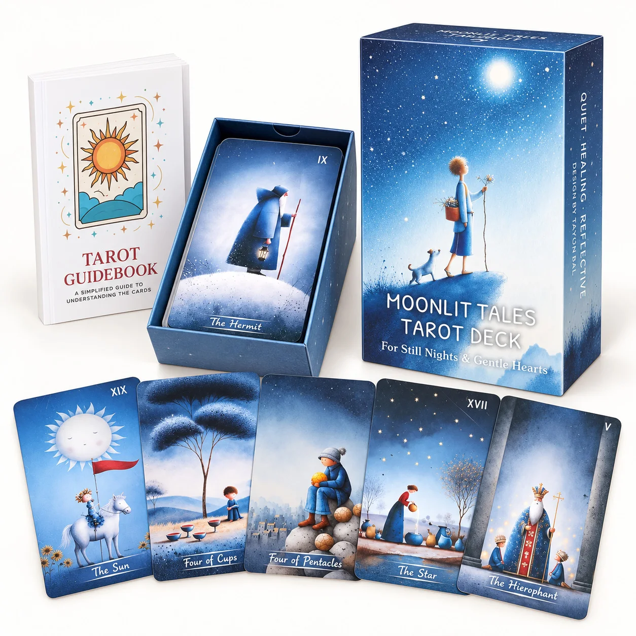 Moonlight Tales Tarot Cards Set, 78 Cards 13x8 Cm, Includes Paper Instructions, Each Card Unfolds Like a Small Story