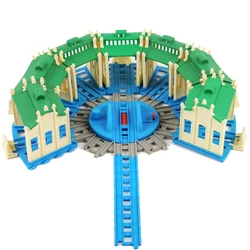 Electric train scene track set Parking garage combination electric train universal and extended viaduct up and down slope set