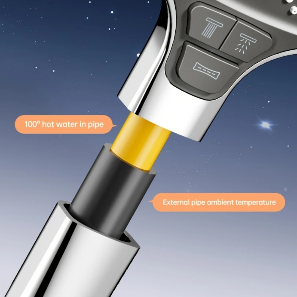 8 가지 모드 터보 가압 샤워 헤드 12cm 대형 패널 절수 샤워 헤드 방폭형 두꺼운 AB... - 2