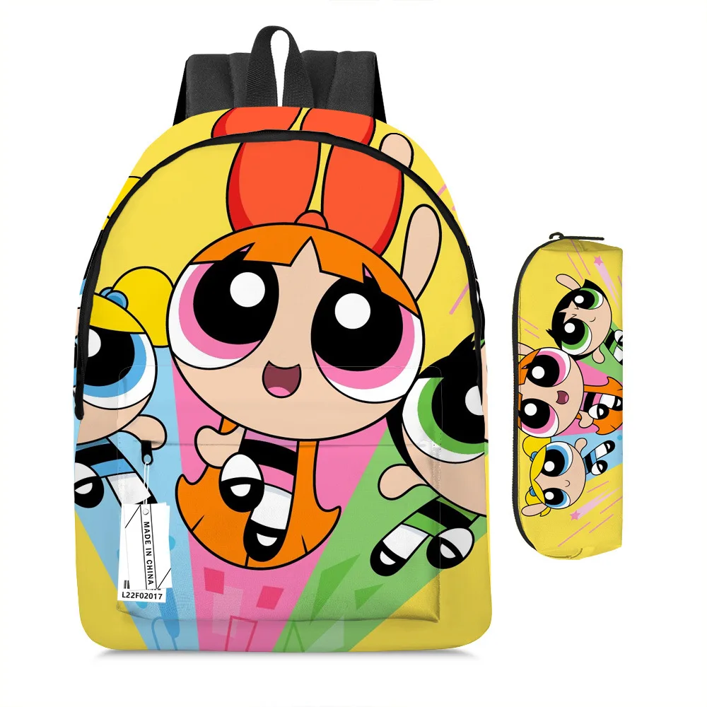 Cute Powerpuff Girls Backpacks Pencil Case Set Kawaii Anime Station Back To School Pouch Bags Student Supply Kids Gifts Toys