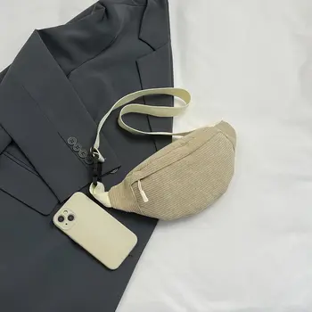 女士休閒燈芯絨腰包 時尚腰包 香蕉形腰包 臀包 單肩斜挎胸包 口袋 8 最佳銷售 女性腰包 - №6