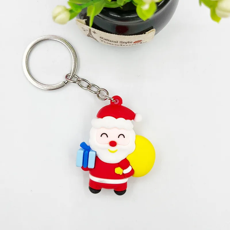 Christmas Series Santa Claus Christmas Tree Key Chains For Backpacks Pendant Cute Elk Doll Key Ring For Kids Friends Gift