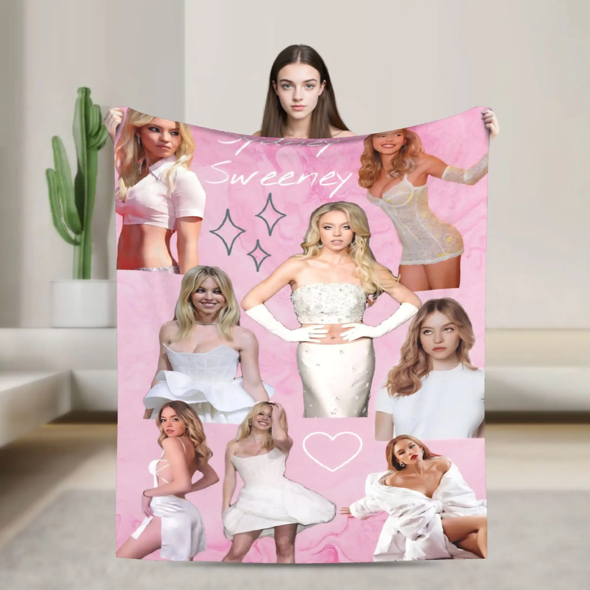 Сидней Сьюни, американская актриса, одеяло с фотоузором, супер мягкое постельное белье, пледы, зимнее дорожное кресло, диван-кровать, графическое покрывало