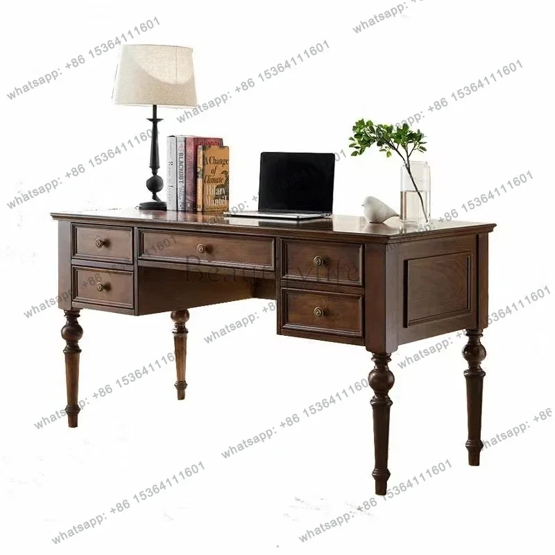 

12Wooden Designer Office Desks Storage Drawers Asthetic Writing Studying Computer Desks Home Standing Scrivania Office Furniture