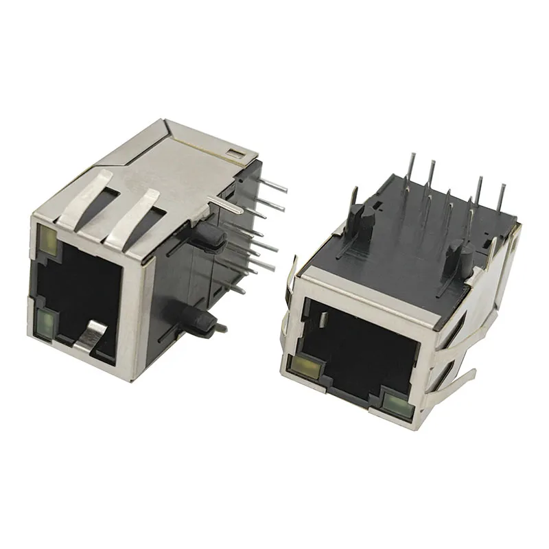 5PCS RJ45 Network Connector 1x1 TAB UP, Card Up, With LED, 100M Fast Ethernet Transformer Filter