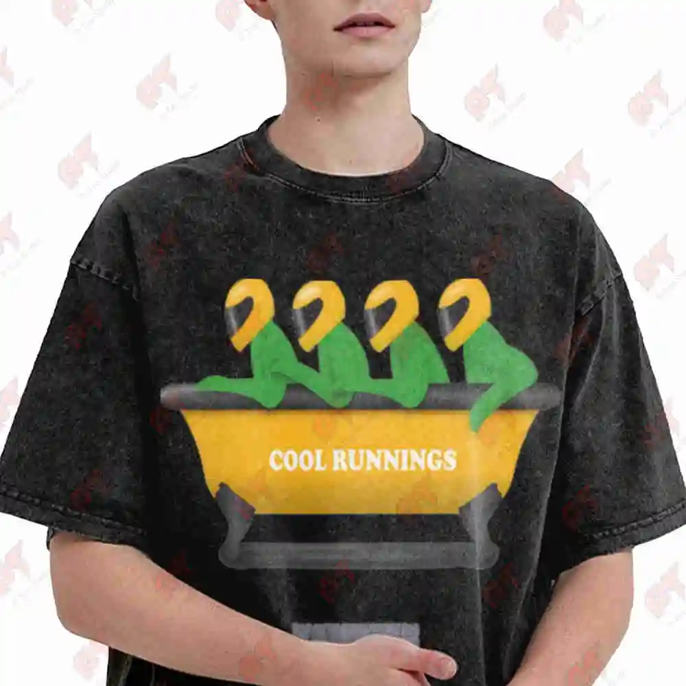 Cool Runnings John Candy Jamaica Film Lizard Bath Tub Vintage Washed Tee Pure Cotton T-Shirt