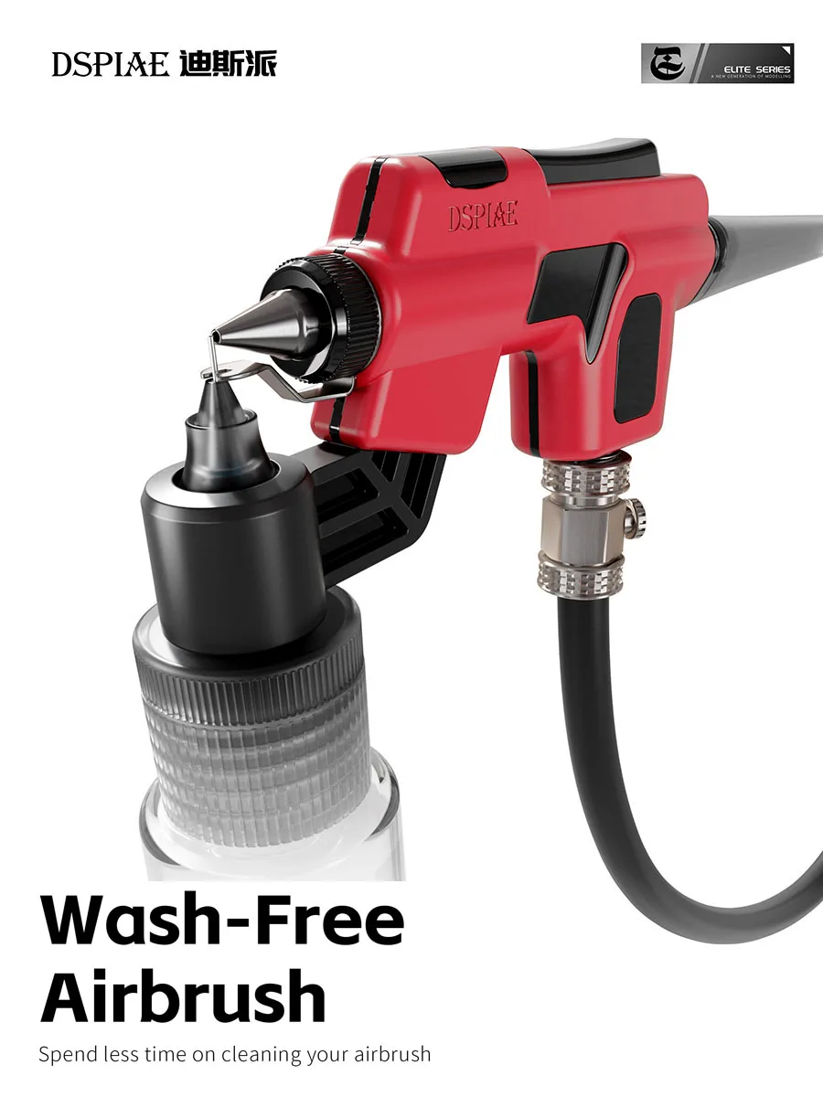 

DSPIAE PT-AB Wash-Free Airbrush Set with Marker Rack Easy Spray Gundam Model Painting for Modeler Hobby DIY Tool